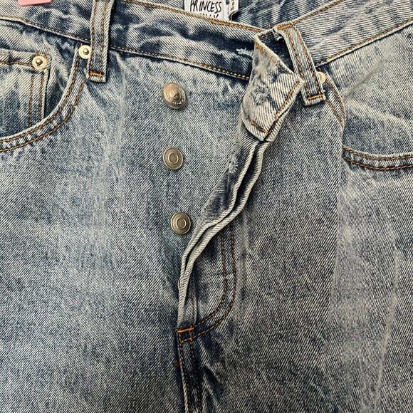 Princess Polly Acid Wash Jeans Cross Over Button Up Relaxed Leg Women's Size 8 - Picture 7 of 7